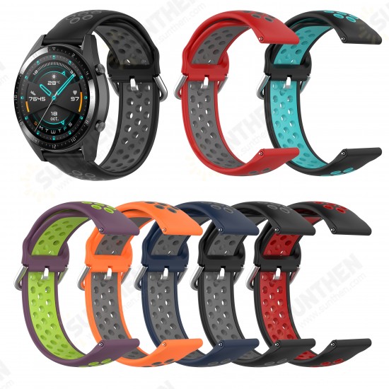 22mm Two-color Buckle Strap Stoma Silicone Replacement Strap For HuWatch GT2 46MM