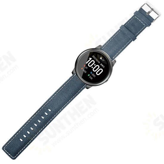 22mm Universal Watch Band Leather + Canvas Watch Strap for Solar/ HuWatch GT/ Xiaomi Watch Color/ BW-HL3 BW-AT1/ Amazfit GTR 47MM Non-original