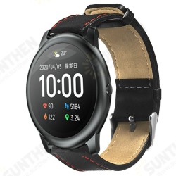 22mm Universal Watch Band Red Line Leather Watch Strap for Solar/ HuWatch GT/ Xiaomi Watch Color/ BW-HL3 BW-AT1/ Amazfit GTR 47MM Non-original 22mm Universal Watch Band Red Line Leather Watch Strap for Solar/ HuWatch GT/ Xiaomi Watch Color/ BW-HL3 BW-AT1/ Amazfit GTR 47MM Non-original