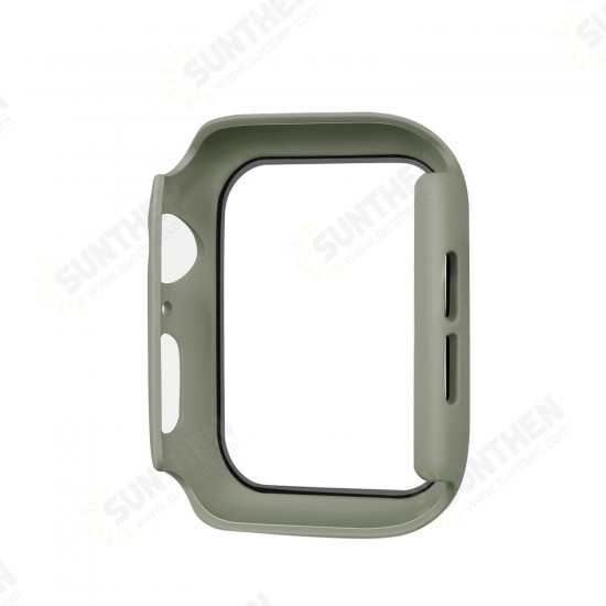 38/40/42/44mm Shockproof Anti-Scratch PC + HD Clear Tempered Glass Full Cover Watch Case Cover for Apple Watch 7