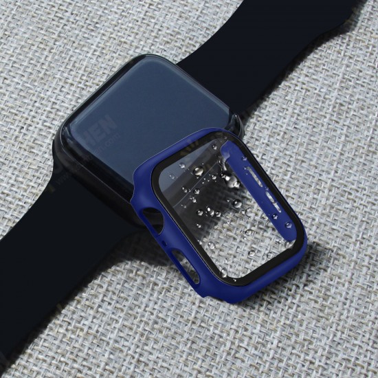 38/40/42/44mm Shockproof Anti-Scratch PC + HD Clear Tempered Glass Full Cover Watch Case Cover for Apple Watch 7