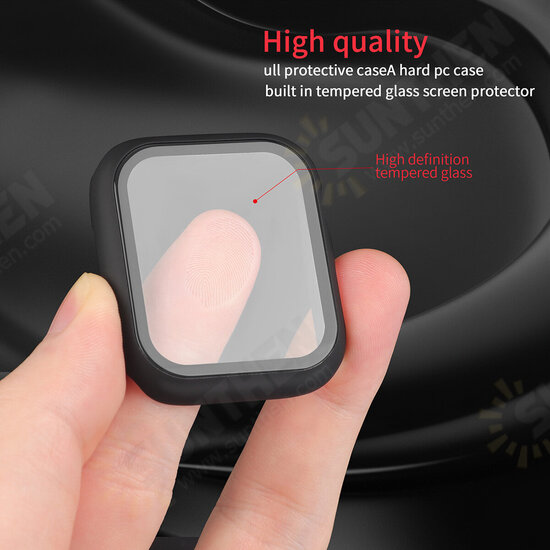 40mm/44mm Tempered Glass Screen Protector & Hard PC Bumper Cover For Apple Watch Series 6/ SE/Series 5/ Series 4