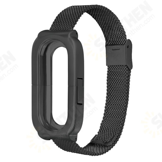 Anti-lost Design Mesh Stainless Steel Watch Band for Xiaomi Miband 3 Non-original