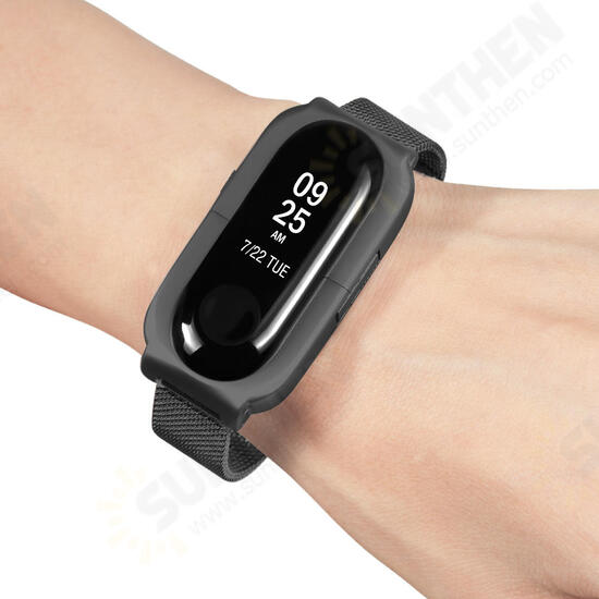 Anti-lost Design Mesh Stainless Steel Watch Band for Xiaomi Miband 3 Non-original