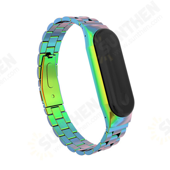 Anti-lost Watch Band Stainless Steel Fold Buckle Bracelet for Xiaomi Mi Band3 Non-original