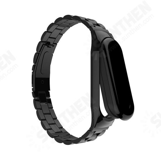 Anti-lost Watch Band Stainless Steel Fold Buckle Bracelet for Xiaomi Mi Band3 Non-original