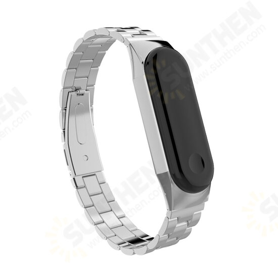 Anti-lost Watch Band Stainless Steel Fold Buckle Bracelet for Xiaomi Mi Band3 Non-original