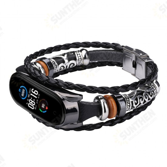 Buckle Metal Ethnic Style Beaded Retro Strap Smart Watch Band For Xiaomi Mi Band 5 Non-original