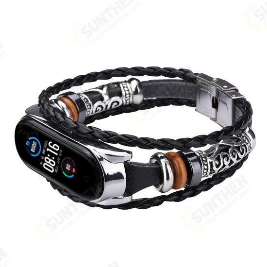 Buckle Metal Ethnic Style Beaded Retro Strap Smart Watch Band For Xiaomi Mi Band 5 Non-original