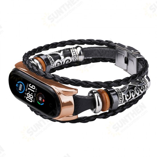 Buckle Metal Ethnic Style Beaded Retro Strap Smart Watch Band For Xiaomi Mi Band 5 Non-original