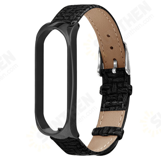 Buckle Metal Shell Braided Pattern Belt Watch Band Watch Strap for Xiaomi Miband 5 Miband 5 NFC Non-original