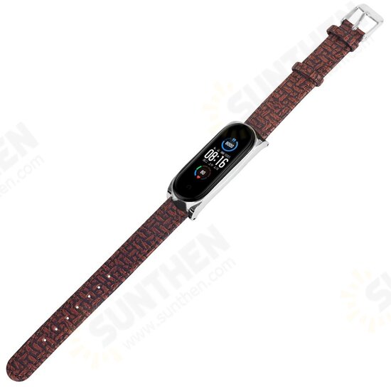 Buckle Metal Shell Braided Pattern Belt Watch Band Watch Strap for Xiaomi Miband 5 Miband 5 NFC Non-original