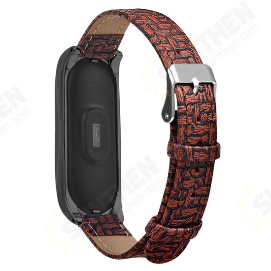 Buckle Metal Shell Braided Pattern Belt Watch Band Watch Strap for Xiaomi Miband 5 Miband 5 NFC Non-original