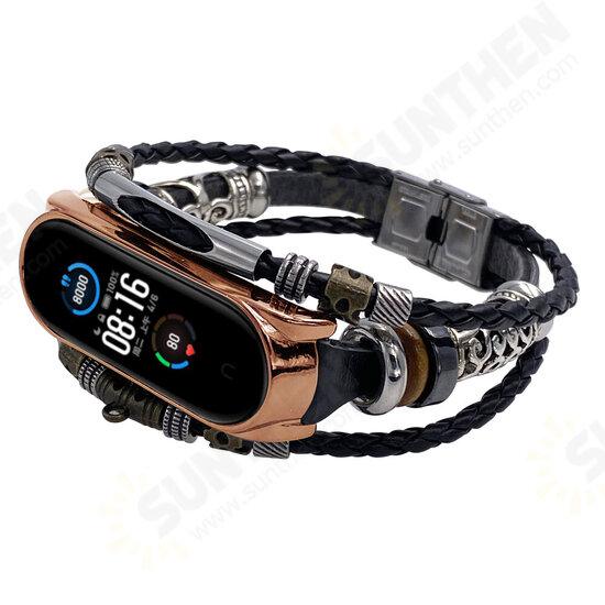 Buckle Metal Shell Ethnic Style Beaded Retro Replacement Strap Upgrade Version Smart Watch Band For Xiaomi Mi Band 5 Non-original