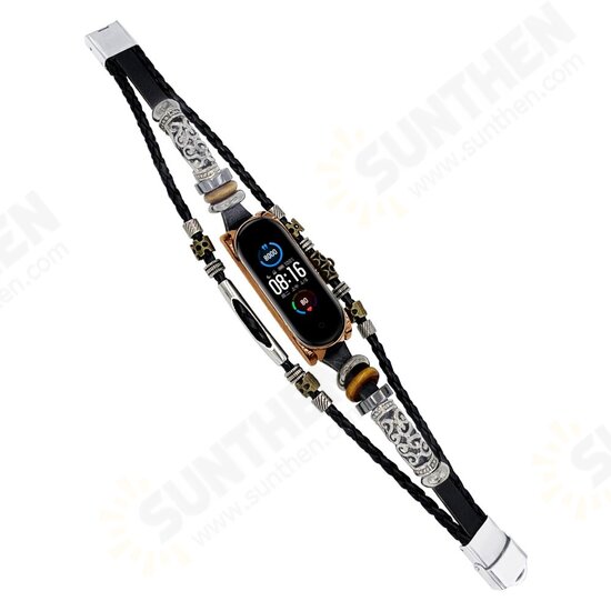 Buckle Metal Shell Ethnic Style Beaded Retro Replacement Strap Upgrade Version Smart Watch Band For Xiaomi Mi Band 5 Non-original