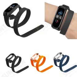 Buckle Metal Shell Long Silicone Replacement Strap Smart Watch Band For Xiaomi Mi Band 5 Non-original