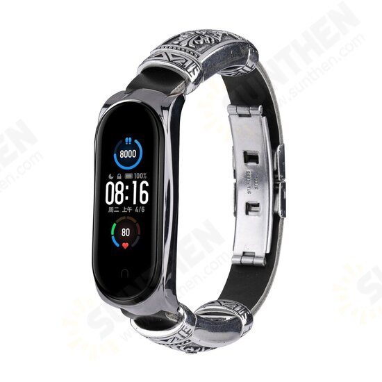 Buckle Metal Shell Retro Double Button Butterfly Clasp Strap Smart Watch Band For Xiaomi Mi Band 5 Non-original