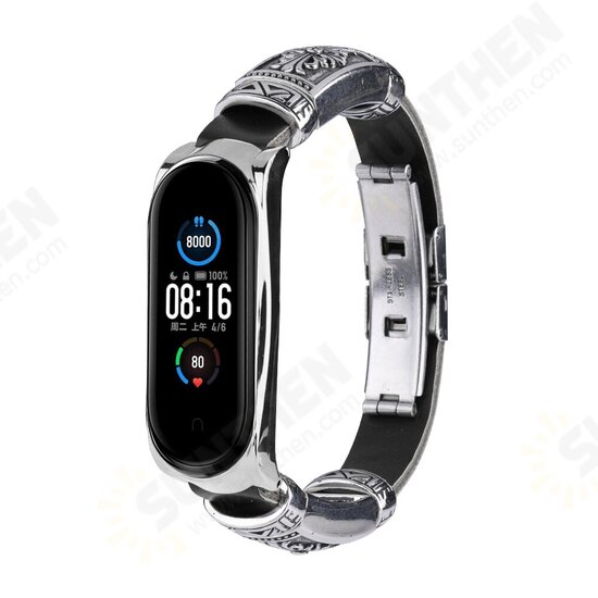Buckle Metal Shell Retro Double Button Butterfly Clasp Strap Smart Watch Band For Xiaomi Mi Band 5 Non-original
