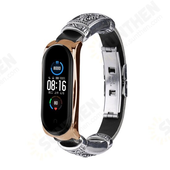 Buckle Metal Shell Retro Double Button Butterfly Clasp Strap Smart Watch Band For Xiaomi Mi Band 5 Non-original
