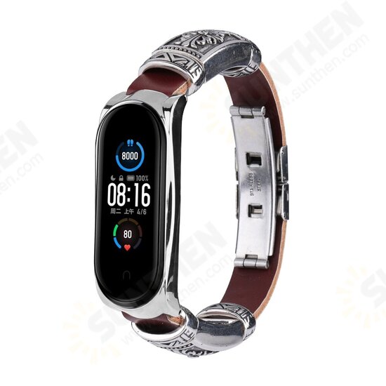 Buckle Metal Shell Retro Double Button Butterfly Clasp Strap Smart Watch Band For Xiaomi Mi Band 5 Non-original