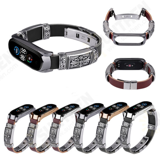 Buckle Metal Shell Retro Double Button Butterfly Clasp Strap Smart Watch Band For Xiaomi Mi Band 5 Non-original
