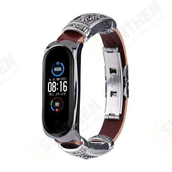 Buckle Metal Shell Retro Double Button Butterfly Clasp Strap Smart Watch Band For Xiaomi Mi Band 5 Non-original