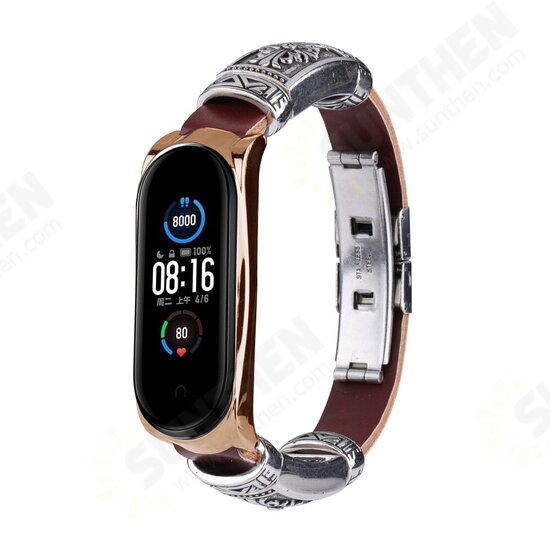 Buckle Metal Shell Retro Double Button Butterfly Clasp Strap Smart Watch Band For Xiaomi Mi Band 5 Non-original