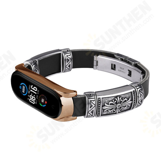 Buckle Metal Shell Retro Double Button Butterfly Clasp Strap Smart Watch Band For Xiaomi Mi Band 5 Non-original