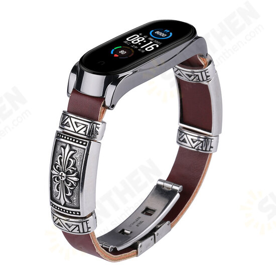 Buckle Metal Shell Retro Double Button Butterfly Clasp Strap Smart Watch Band For Xiaomi Mi Band 5 Non-original