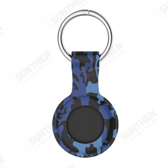 Camouflage Portable Soft Silicone Protective Cover Sleeve with Keychain for Apple Airtags bluetooth Tracker
