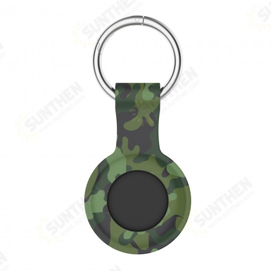 Camouflage Portable Soft Silicone Protective Cover Sleeve with Keychain for Apple Airtags bluetooth Tracker