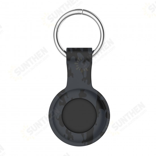 Camouflage Portable Soft Silicone Protective Cover Sleeve with Keychain for Apple Airtags bluetooth Tracker