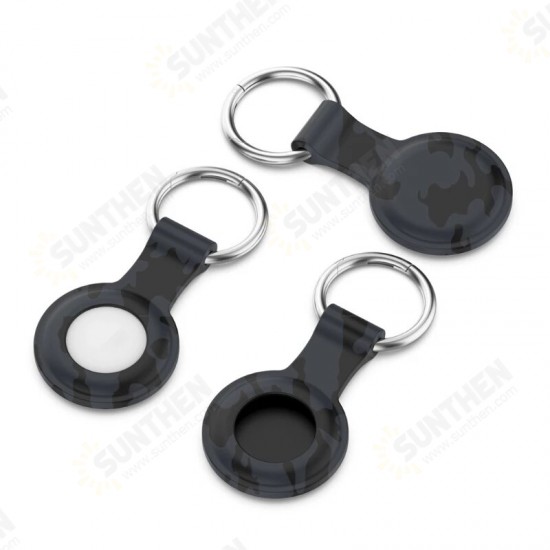 Camouflage Portable Soft Silicone Protective Cover Sleeve with Keychain for Apple Airtags bluetooth Tracker
