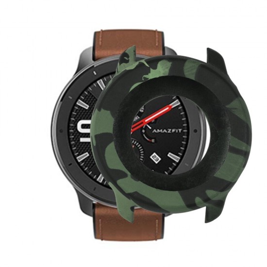 Camouflage Soft Silicone Watch Case Cover Watch Cover Screen Protector for AMAZFIT GTR 47mm