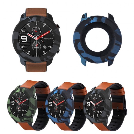 Camouflage Soft Silicone Watch Case Cover Watch Cover Screen Protector for AMAZFIT GTR 47mm