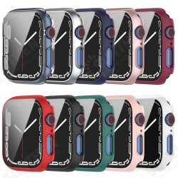 Colorful Shockproof Anti-Scratch PC + HD Clear Tempered Glass Full Cover Watch Case Cover for Apple Watch S7 41mm/ 45mm Colorful Shockproof Anti-Scratch PC + HD Clear Tempered Glass Full Cover Watch Case Cover for Apple Watch S7 41mm/ 45mm