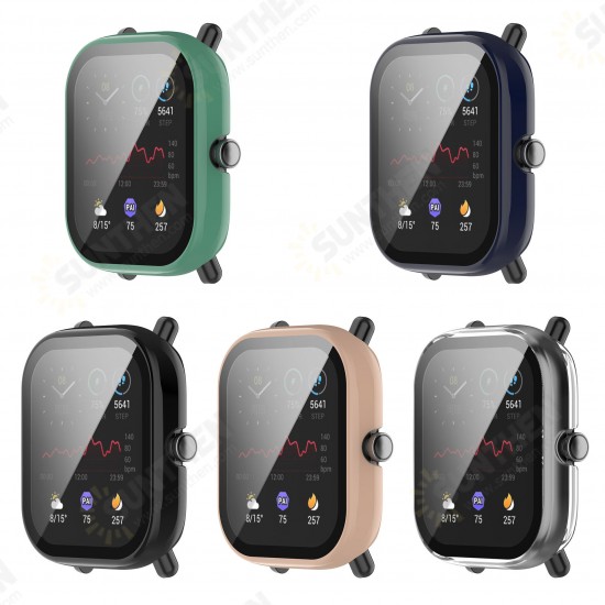 Colorful Shockproof Anti-Scratch PC + HD Clear Tempered Glass Full Cover Watch Case Cover for Huami Amazfit GTS 2 Mini