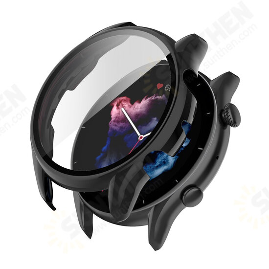 Colorful Shockproof Anti-Scratch PC + HD Clear Tempered Glass Full Cover Watch Case Cover for Huami Amazfit GTR3