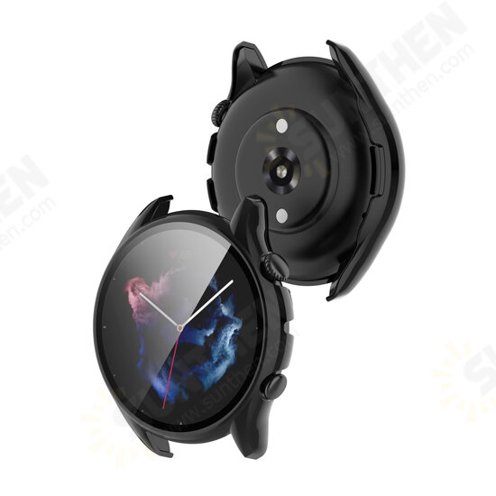 Colorful Shockproof Anti-Scratch PC + HD Clear Tempered Glass Full Cover Watch Case Cover for Huami Amazfit GTR3