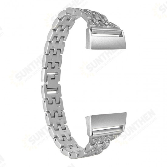 Crystal Stainless Steel Replacement Watch Band Strap for Fitbit Charge 3 Smart Watch