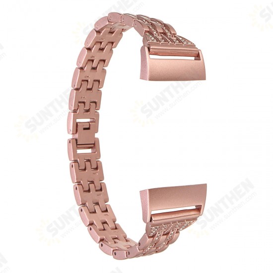 Crystal Stainless Steel Replacement Watch Band Strap for Fitbit Charge 3 Smart Watch