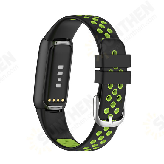 Double Color Pattern Breathable Sweatproof Soft Silicone Watch Band Strap Replacement for Fitbit Luxe Double Color Pattern Breathable Sweatproof Soft Silicone Watch Band Strap Replacement for Fitbit Luxe
