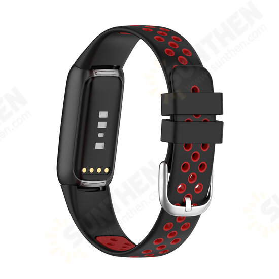 Double Color Pattern Breathable Sweatproof Soft Silicone Watch Band Strap Replacement for Fitbit Luxe Double Color Pattern Breathable Sweatproof Soft Silicone Watch Band Strap Replacement for Fitbit Luxe