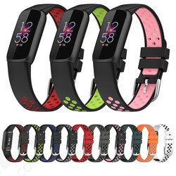 Double Color Pattern Breathable Sweatproof Soft Silicone Watch Band Strap Replacement for Fitbit Luxe Double Color Pattern Breathable Sweatproof Soft Silicone Watch Band Strap Replacement for Fitbit Luxe