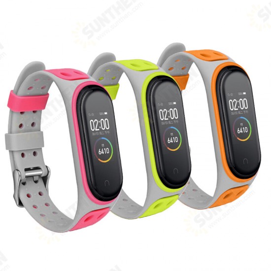 Dual Color Silicone Watch Band Watch Strap Replacement for Xiaomi Miband 5 Non-original