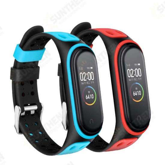 Dual Color Silicone Watch Band Watch Strap Replacement for Xiaomi Miband 5 Non-original