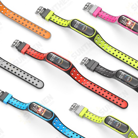 Dual Color Silicone Watch Band Watch Strap Replacement for Xiaomi Miband 5 Non-original