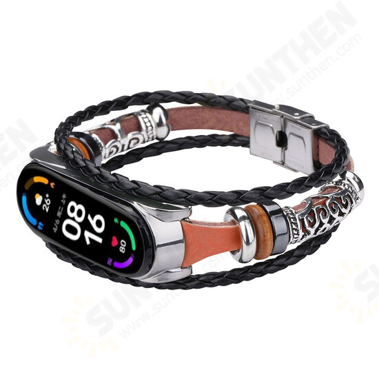 Ethnic Multi-Layer Beads Bracelet DIY Adjustable Length Watch Band Strap Replacement for Xiaomi Mi Band 6 / Mi Band 5 Non-Original Ethnic Multi-Layer Beads Bracelet DIY Adjustable Length Watch Band Strap Replacement for Xiaomi Mi Band 6 / Mi Band 5 Non-Original