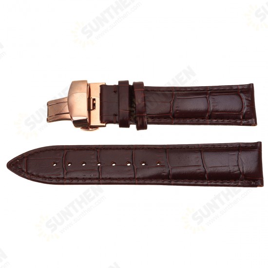 Genuine Leather 22MM 24MM Watch Band Kit Butterfly Buckle Deployment Clasp Strap