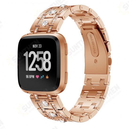 H-type Diamond Stainless Steel Watch Band for Fitbit versa Smart Watch